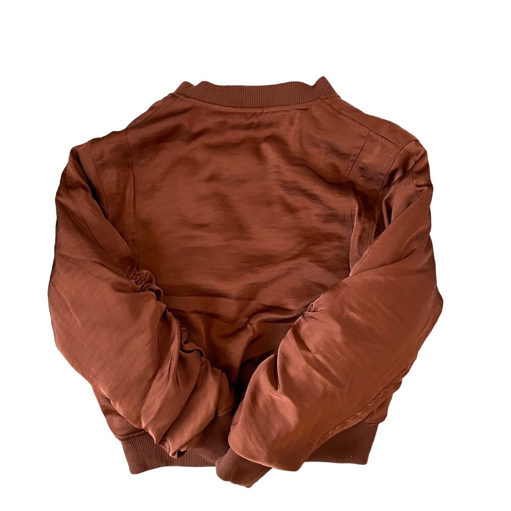 HOUSE OF HARLOW 1960 Women's Satin Zip Up Bomber Jacket Size M Copper Brown NEW - Picture 5 of 16